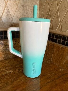 BrüMate Ombre Turquoise & White Insulated Tumbler with Handle